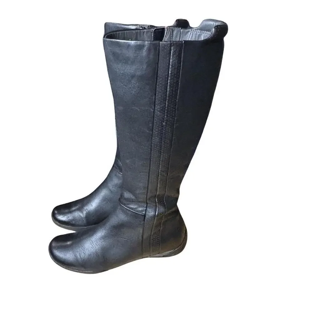 Clarks Black Leather Knee High Riding Boots Women's Size 7 M Wide Calf